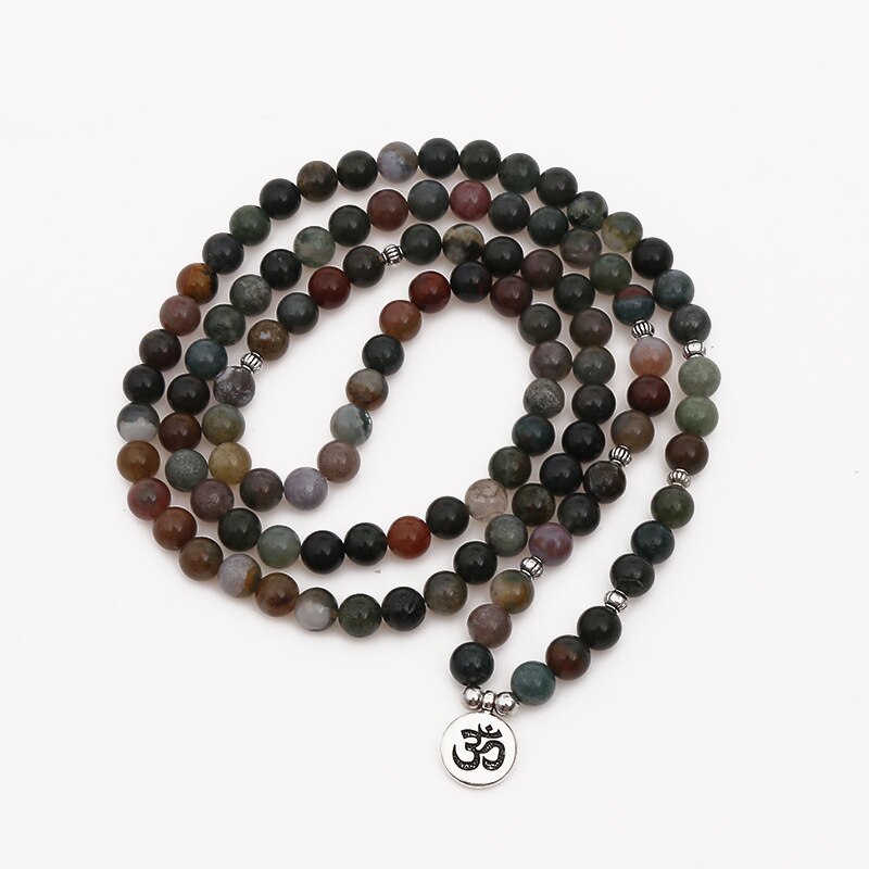 New India Onyx Stone Beads Bracelet 108 Mala Bracelet or Necklace Women Man Yoga Healing Prayer Mala Multi-layer Wrap Bracelet - bertofonsi