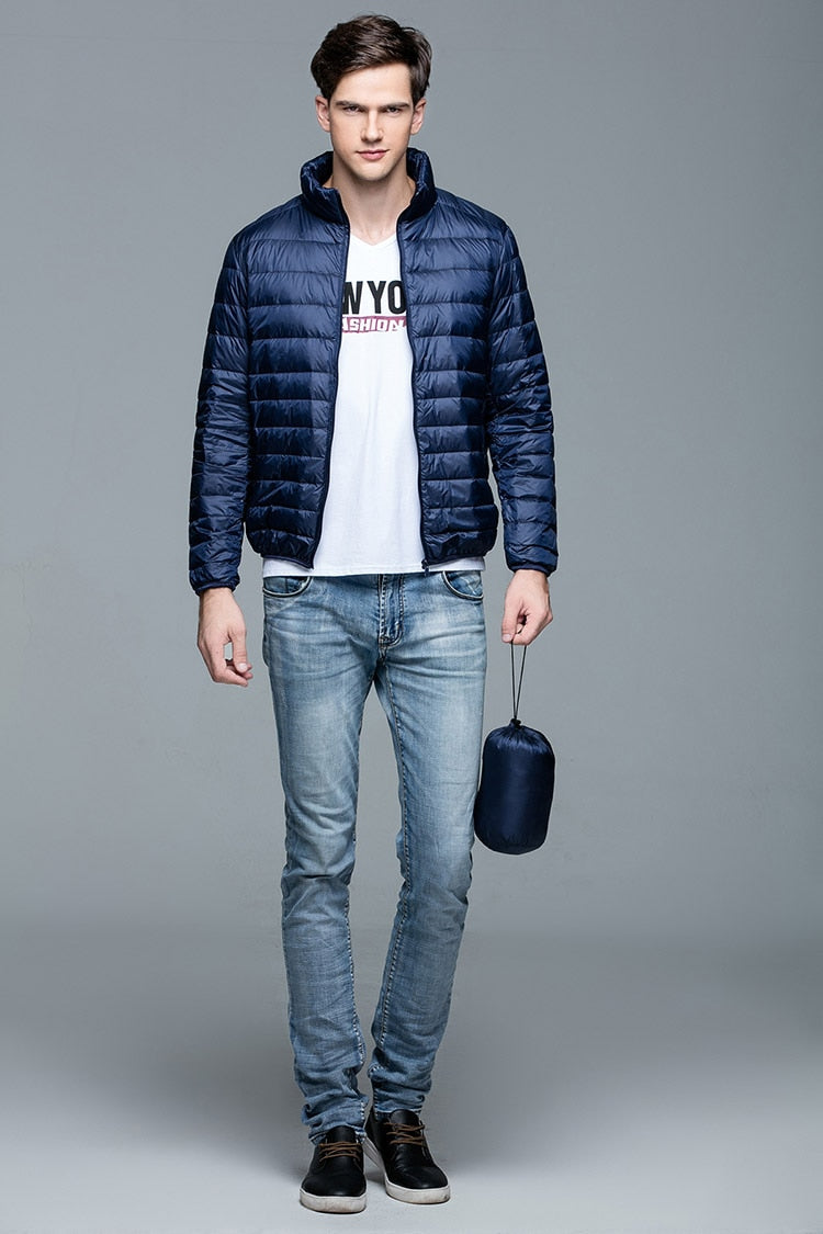 New Autumn Winter Man 90% Duck Down Jacket Ultra Light Thin S-3XL Spring Jackets Men Stand Collar Outerwear Coat - bertofonsi