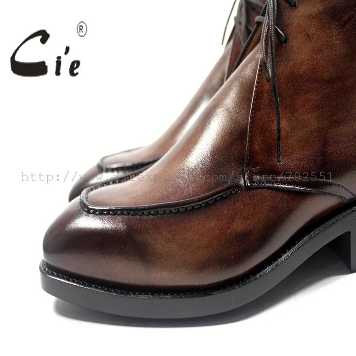 cie square plain toe bespoke leather man boot custom handmade calf leather upper inner outsole breathable ankle leather boot A33 - bertofonsi