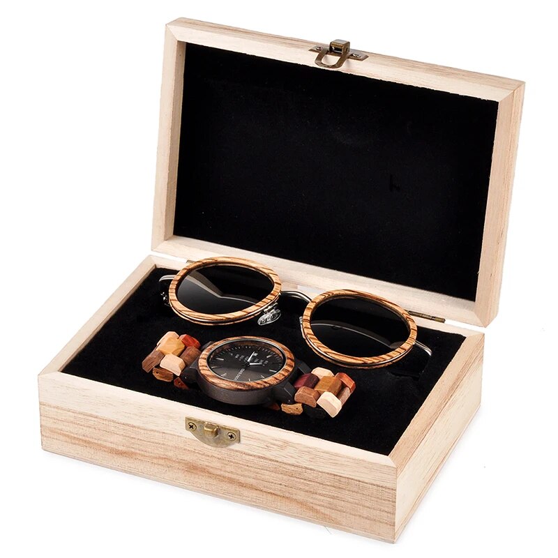 BOBO BIRD Wooden Sunglasses Men Watches Ladies in Suit Present Box Gift Wood Quartz Wristwatch Male relojes para hombre - bertofonsi