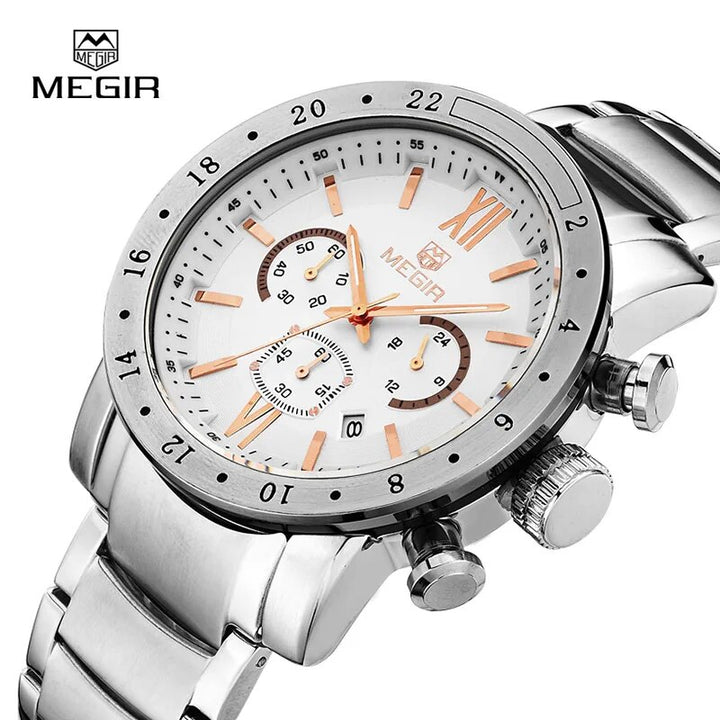 Megir fashion quartz watch for man waterproof luminous wrist watch mens large dial watches 3008 free shipping - bertofonsi