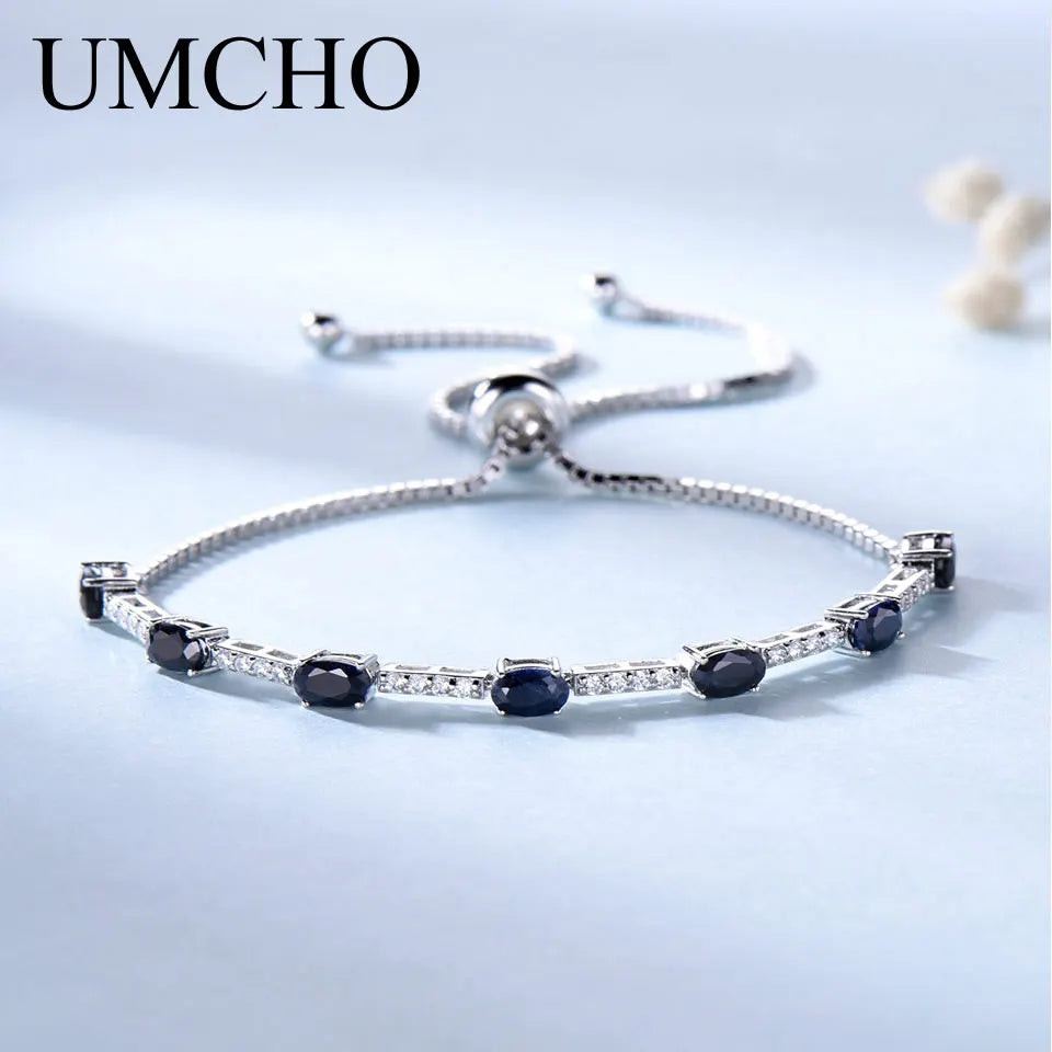 UMCHO 925 sterling silver 2.45 carats classic luxury natural black spinel ladies bracelet jewelry romantic wedding party gift - bertofonsi