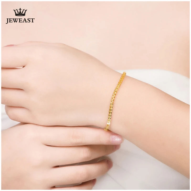 18k Pure Gold Women Bracelet Yellow Rose Girl Genuine Real Solid 750 Gift Female Bangle Upscale Hot Sale 2023 New Party Trendy - bertofonsi
