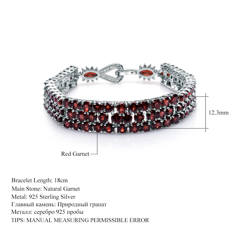 GEM'S BALLET 30.80Ct Natural Red Garnet Gemstone Bracelet Genuine 925 Sterling Silver Bracelets & Bangles For Women Fine Jewelry - bertofonsi