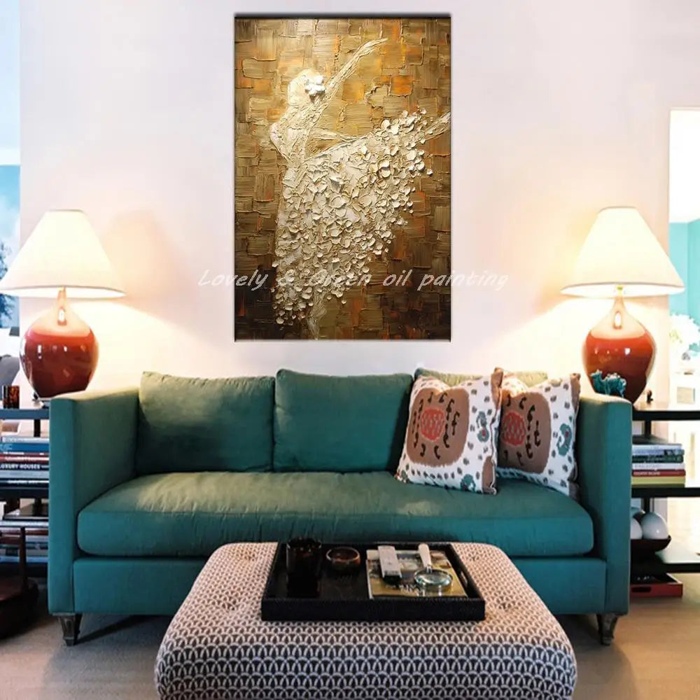 Mintura-Handpainted Abstract Thick Texture Ballet Dancer Oil Painting On Canvas,Wall Art Picture For Living Room Home Decoration - bertofonsi
