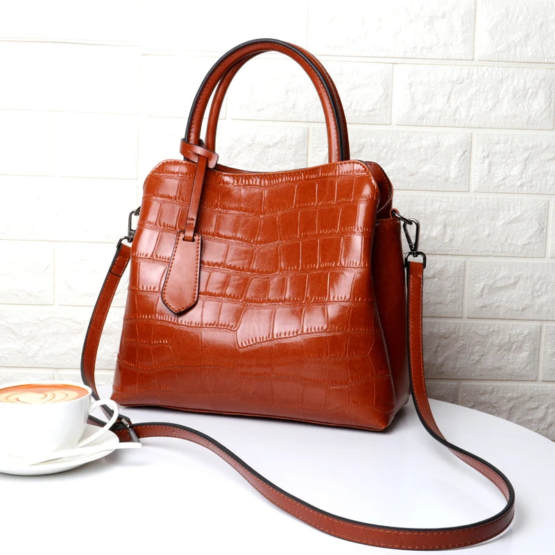 2023 New Genuine Leather Women Handbags Fashion Luxury Ladies Shoulder Bags Vintage Women Messenger Bags Tote bolsas sac a main - bertofonsi