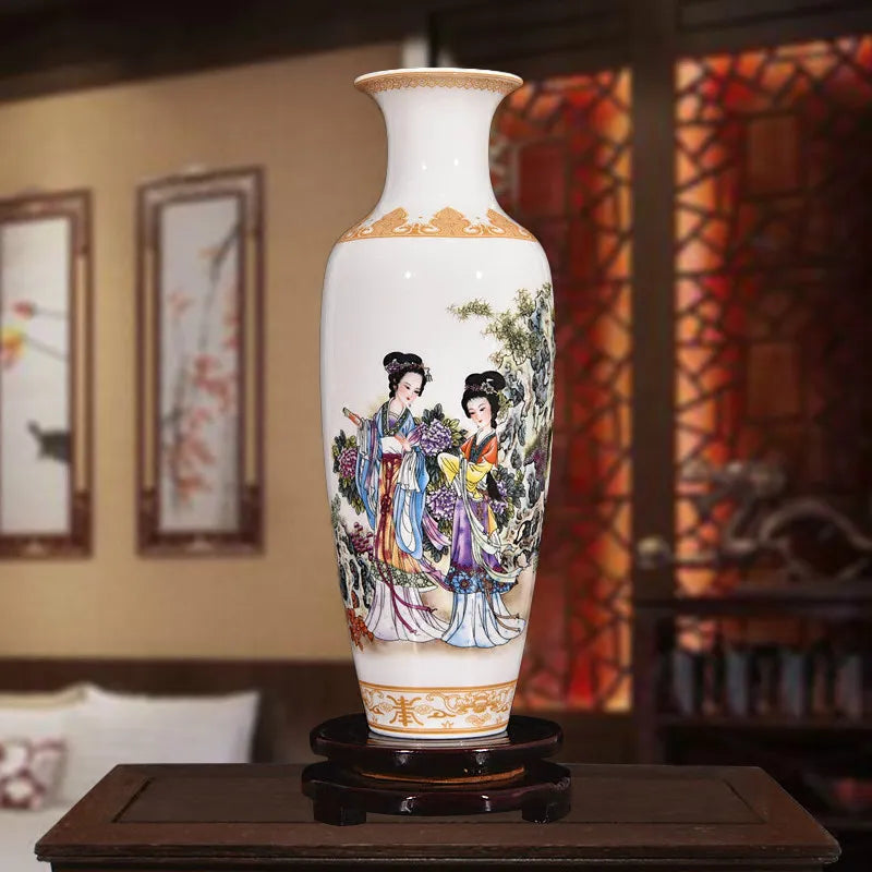 New Chinese Style Classical Porcelain Vase Home Decoration Jingdezhen Handmade High White Clay Ceramic Vases For Flowers - bertofonsi