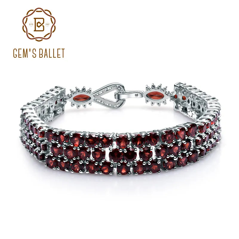 GEM'S BALLET 30.80Ct Natural Red Garnet Gemstone Bracelet Genuine 925 Sterling Silver Bracelets & Bangles For Women Fine Jewelry - bertofonsi