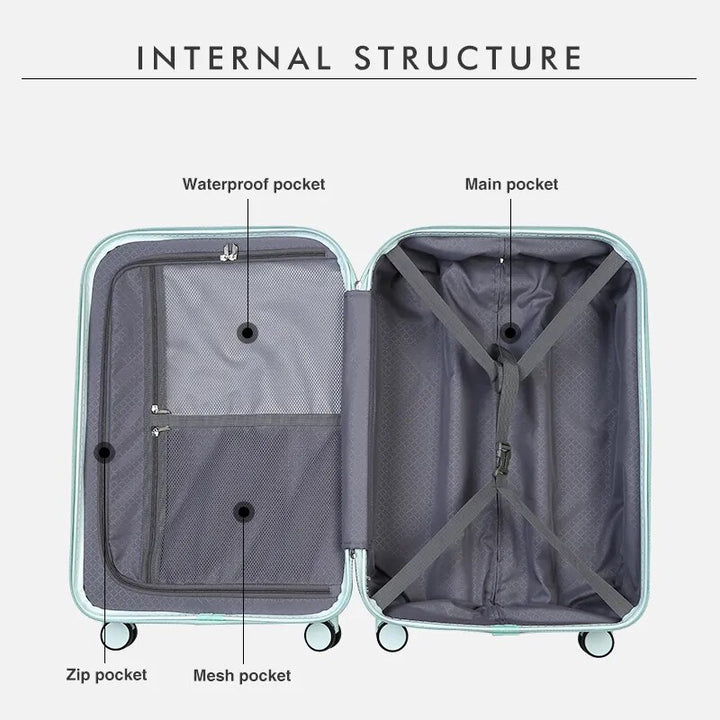 Mixi Women Luggage PC Suitcase Travel Trolley Case Men Mute Spinner Wheels Rolling Baggage TSA Lock Carry Ons M9236 - bertofonsi