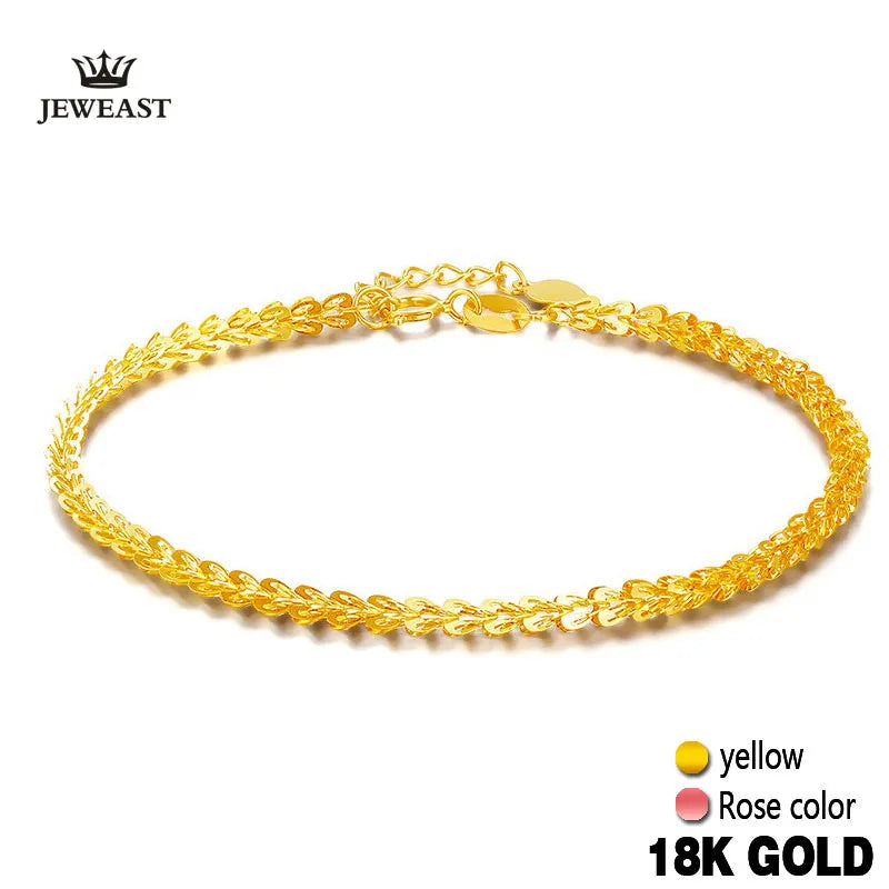 18k Pure Gold Women Bracelet Yellow Rose Girl Genuine Real Solid 750 Gift Female Bangle Upscale Hot Sale 2023 New Party Trendy - bertofonsi
