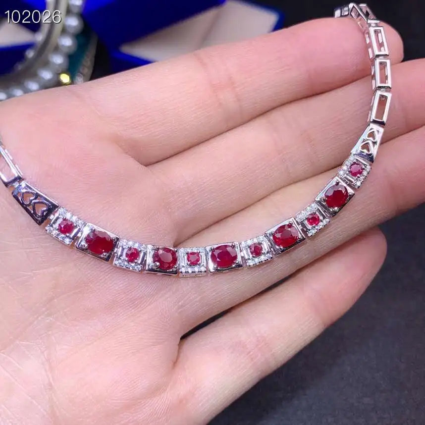 exquisite natural ruby bracelet for women jewelry real 925 silver platinum plated many gems  birthday gift shiny for u good luck - bertofonsi