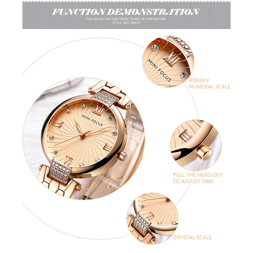 MINI FOCUS Brand Luxury Fashion Women Quartz Watches Ladies Dress Watch Women's Wristwatch Rose Gold Reloj Mujer Dames Horloges - bertofonsi