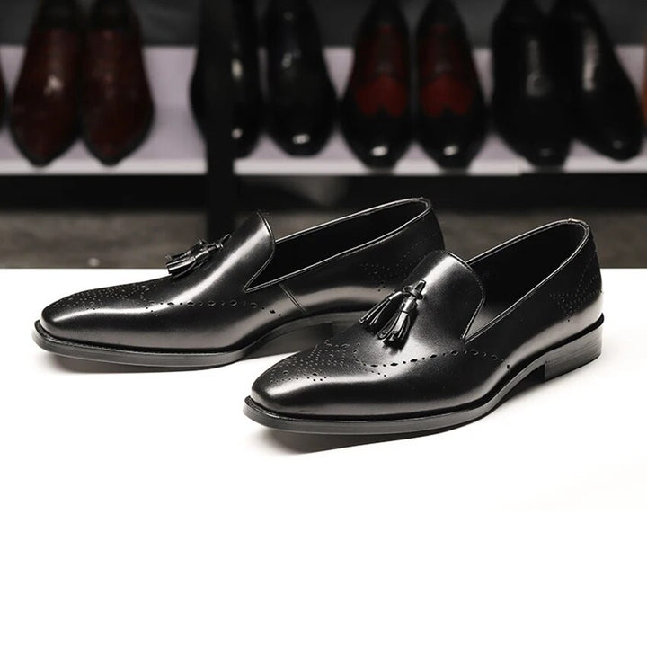 Grimentin Men Loafers Shoes Genuine Leather Slip On Tassel fashion dress Shoes male size 6.5-10.5 - bertofonsi