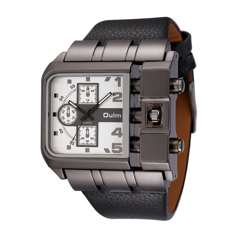 Oulm 3364 Casual Wristwatch Square Dial Wide Strap Men's Quartz Watch Luxury Brand Male Clock Super Big Men Watches montre homme - bertofonsi