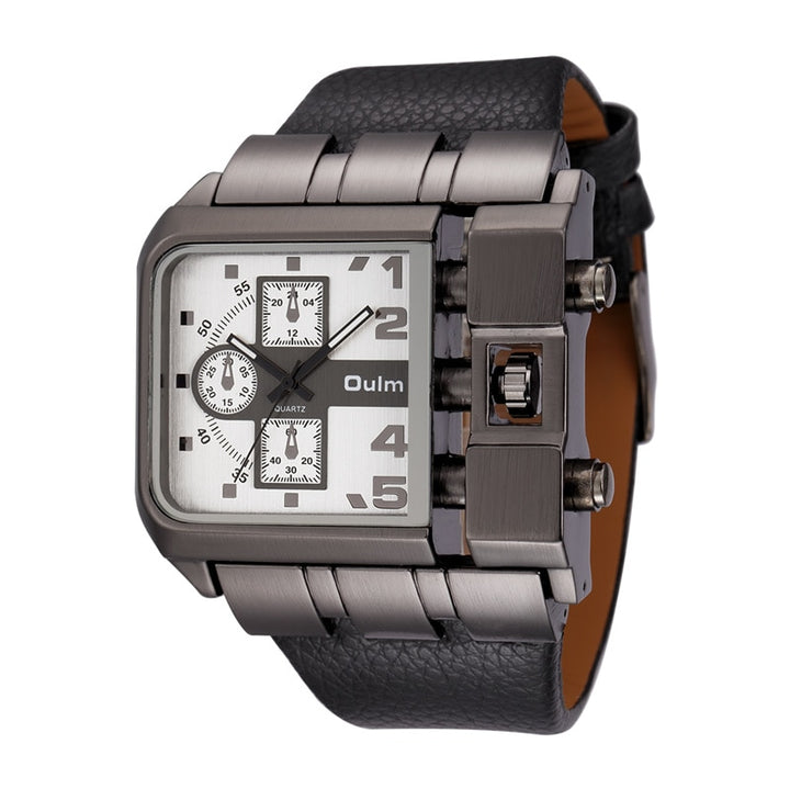 Oulm 3364 Casual Wristwatch Square Dial Wide Strap Men's Quartz Watch Luxury Brand Male Clock Super Big Men Watches montre homme - bertofonsi