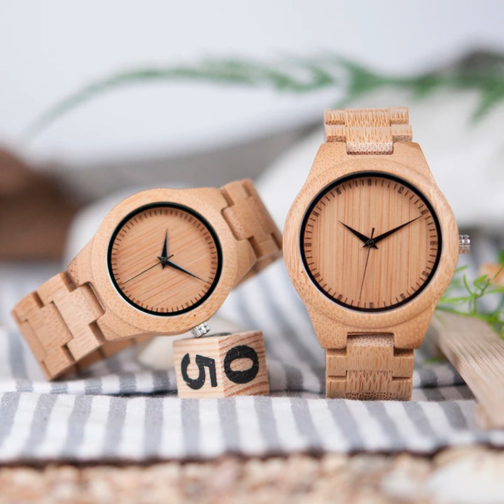 BOBO BIRD Bamboo Lovers Watches Timepieces Wood Band Quartz Wristwatch for Lovers relogio feminino Drop Shipping - bertofonsi