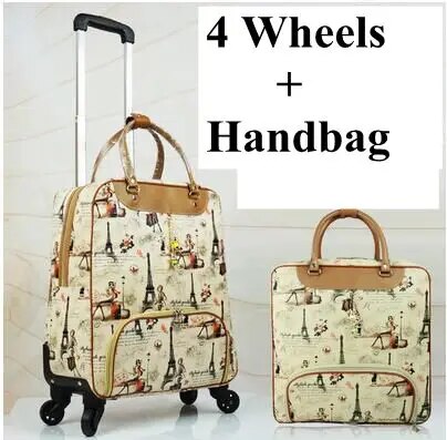 20 Inch  Women Travel  luggage Trolley Bag on wheels travel Suitcase Travel Rolling Bag Set  Baggage Rolling Travel wheeled bag - bertofonsi