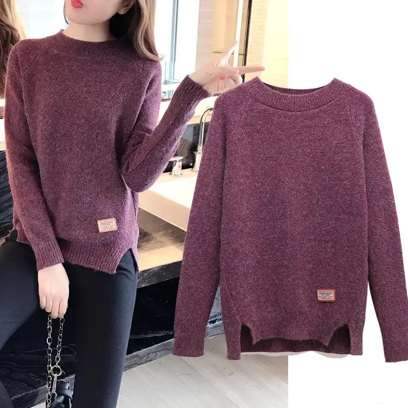 Women Sweaters And Pullovers Autumn Winter Long Sleeve Pull Femme Solid Pullover Female Casual Knitted Sweater NS3996 - bertofonsi