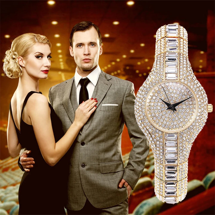 MISSFOX Mix Baguette Diamond Women Watches Luxury Ladies Gold Watch Shockproof Waterproof Small Womens Watch For Female Clock - bertofonsi