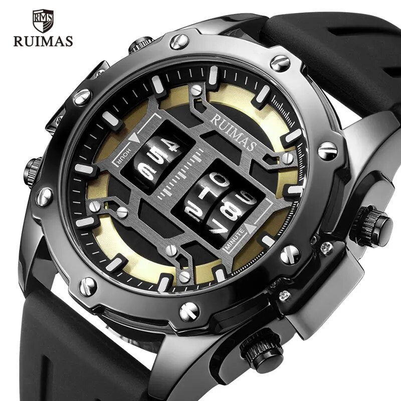 MEGIR & RUIMAS Military Sport Watches Men Roller Quartz Watch Luxury Waterproof Silicone Strap Wristwatch Man Relogio Mascilino - bertofonsi