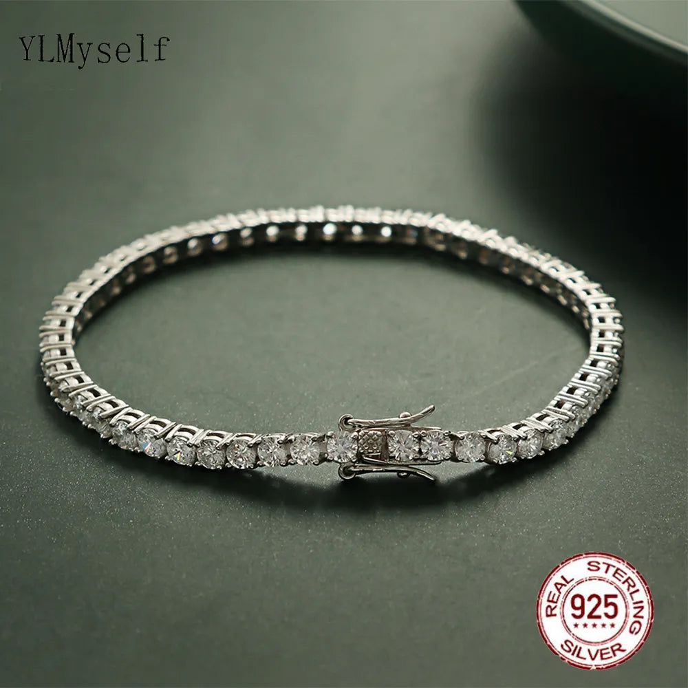 Pure Silver Of 16-20.5CM Tennis Bracelet Jewelry 2-4mm 5A CZ Eternal Gift For Wife Stunning Real 925 Jewellery - bertofonsi