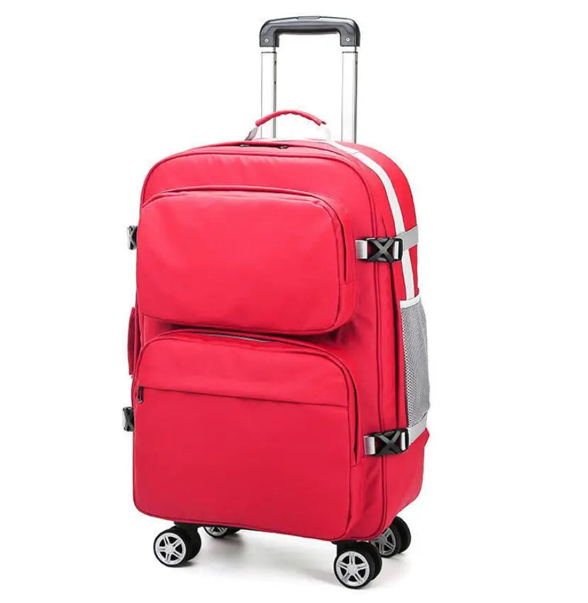Oxfrod rolling bag on wheels Travel trolley bag women wheeled backpack for travel 20 inch luggage bags Rolling Backpack Suitcase - bertofonsi