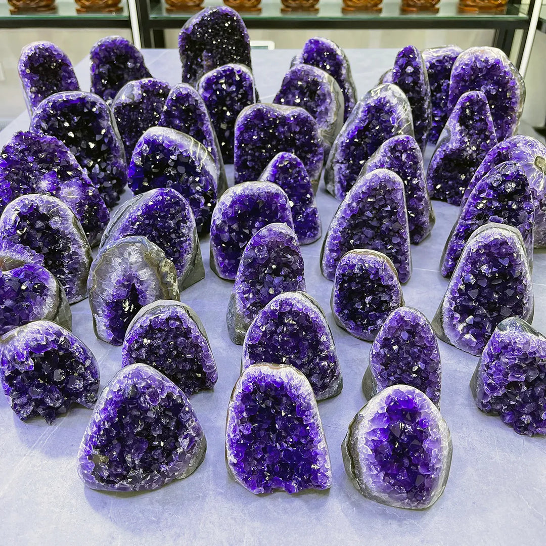 Natural Raw Amethyst Geode Purple Crystal Quartz Cluster Dream Energy Healing Thunder Egg Wholesale Home Decoration - bertofonsi