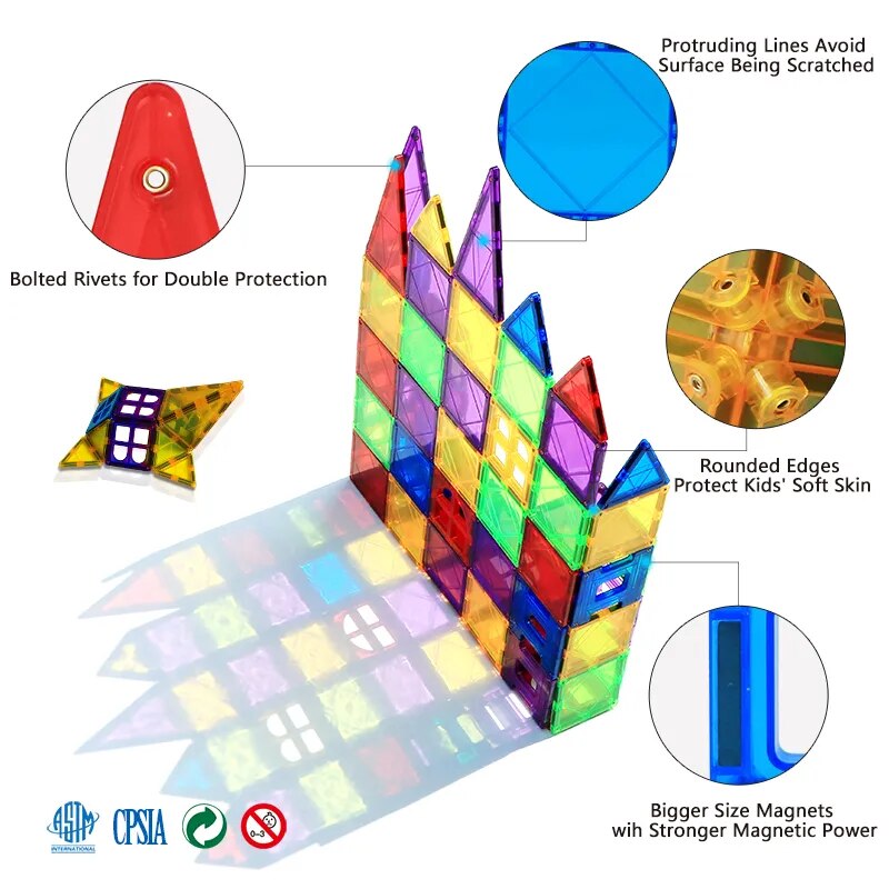 116 Pieces Magnetic Building Blocks Set Magnet Construction Games Set Magnetic Tiles Educational Toys for Children - bertofonsi