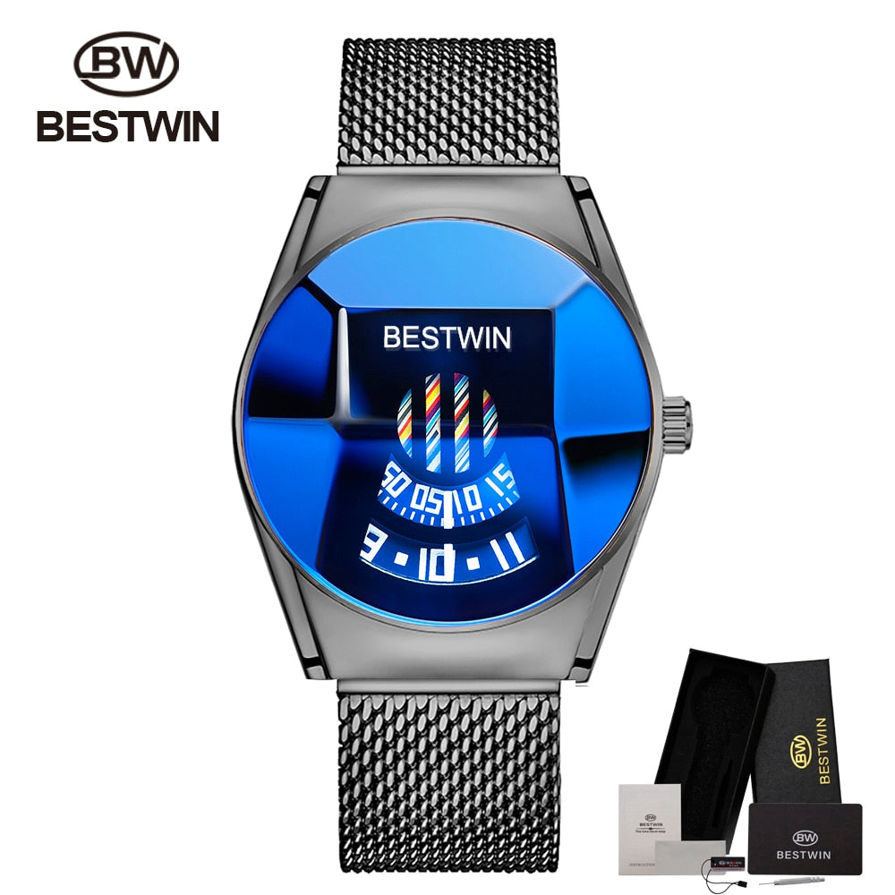 New Sport BESTWIN Mens Quartz Watches Hot Luxury Brand Watch For Men Silicone Wristwatch Waterproof Clock Relogio Masculino - bertofonsi