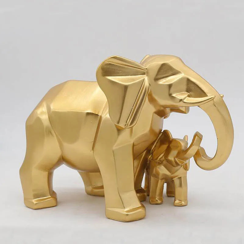 Gold Modern Geometric Gold Elephant Resin Home Decoration Accessories Crafts for Sculpture Statue Ornaments Mother and child - bertofonsi