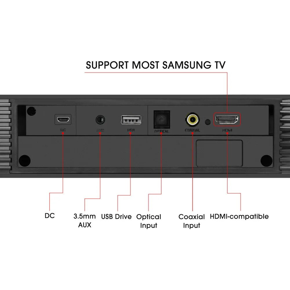 40W TV Soundbar HiFi Speaker Home Theater Sound bar Bluetooth-compatible Speaker Support Optical HDMI-compatible For SAMSUNG TV - bertofonsi