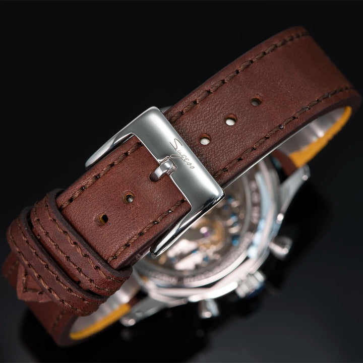 Sugess Watch of Men Chronograph Mechanical Wristwatches Tianjin ST19 Swanneck Movement Pilot Mens Watch Sapphire Crystal Gift V2 - bertofonsi