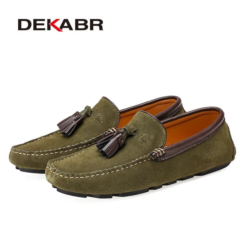DEKABR Genuine Leather Men Shoes Spring Fashion Leather Men Loafers Flats New High Quality Casual Shoes For Men Driving Shoes - bertofonsi