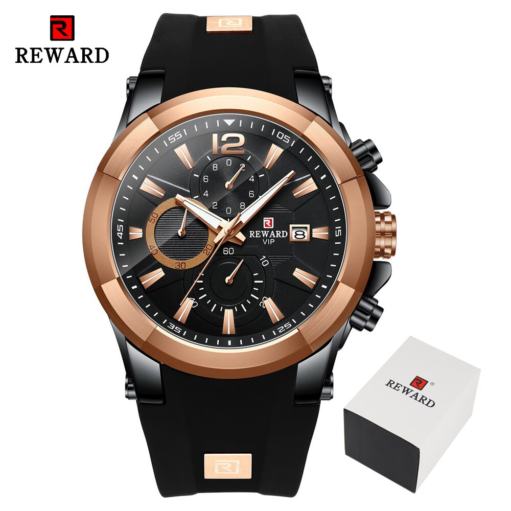 REWARD Watch Men Silicone Big Dial Waterproof Watches Men Sport Quartz Wristwatch Chronograph Top Luxury Brand Relogio Masculino - bertofonsi
