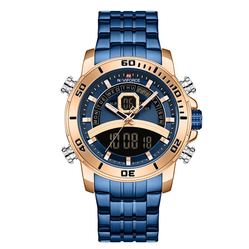 New NAVIFORCE Men Watch Top Luxury Brand Mens Sports Quartz Watches Chronograph Male Clock Stainless Steel Relogio Masculino - bertofonsi