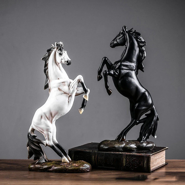VILEAD Resin Horse Statue Morden Art Animal Figurines Office Home Decoration Accessories Horse Sculpture Shelf New Year Gifts - bertofonsi