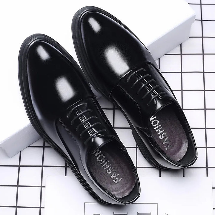 Men's Dress Shoes Lace-up Casual Business Leather Shoes for Men Black Brown Pointed Toe Formal Wedding Shoes Zapatos De Hombre - bertofonsi