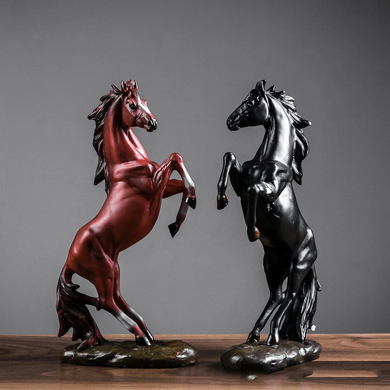 VILEAD Resin Horse Statue Morden Art Animal Figurines Office Home Decoration Accessories Horse Sculpture Shelf New Year Gifts - bertofonsi