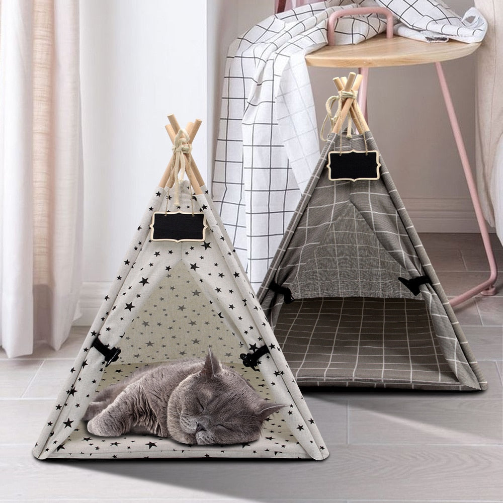 Fashion Cat Tent Nest Warm Cats Puppy Sleeping Bed Mat Indoor Small Dogs Cats House With Thick Cushion Doorplate Home Decoration - bertofonsi