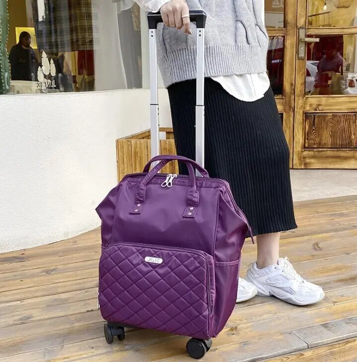 Travel trolley bags Wheeled backpack for Women Travel Bag with wheels 20 Inch Carry On Luggage Bag Travel Rolling Backpack Bags - bertofonsi