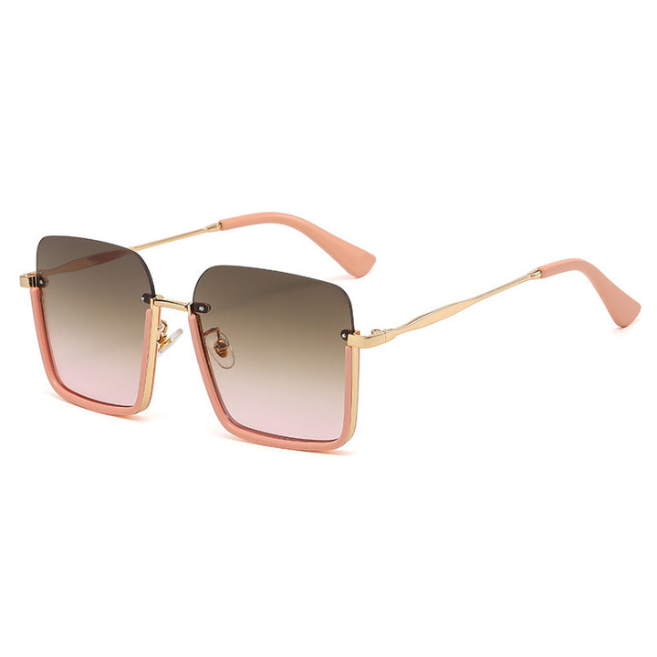 2023 New Beige Frame Sunglasses Women's Trendy to Make round Face Thin-Looked Fancy Ins UV Protection Driving Sunglasses Men - bertofonsi