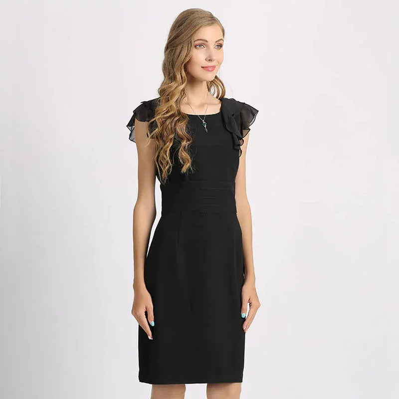 Accessible Luxury New European and American Sleeveless H-Shaped Straight Black Dress - bertofonsi