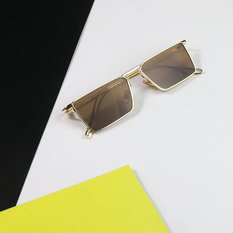 Mechanical Style Punk Narrow Frame Gradient Color Sunglasses Couple Rectangle Metal Plain Glasses Contrast Color Myopia Sunglasses - bertofonsi