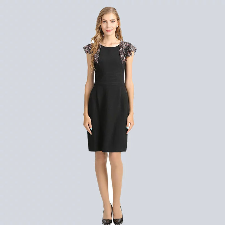 Accessible Luxury New European and American Sleeveless H-Shaped Straight Black Dress - bertofonsi
