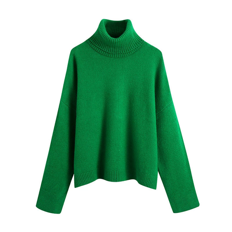 Women's Minimalist Stand Collar Pullover Sweater - bertofonsi