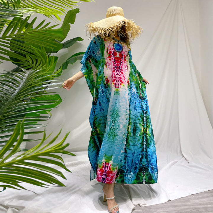 New Loose-Fitting Slim-Fit Long Dress Large Size Slim-Fit Dress Women's Yunnan Travel Sanya Seaside Vacation Beach Dress Summer - bertofonsi