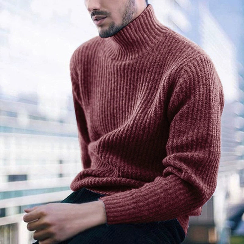 Fall Winter Men Long-Sleeve Sweater Turtleneck Sweater - bertofonsi