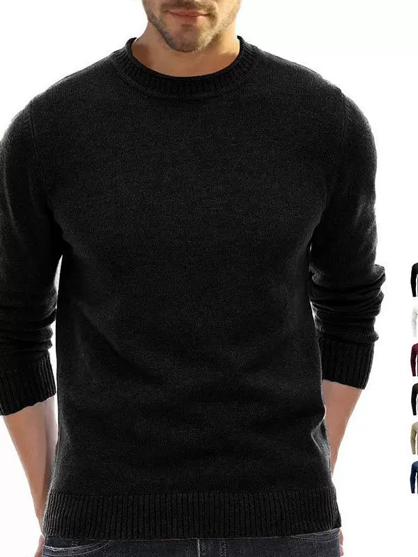 European and American round Neck Sweater Men's Winter Long Sleeve Sweater - bertofonsi