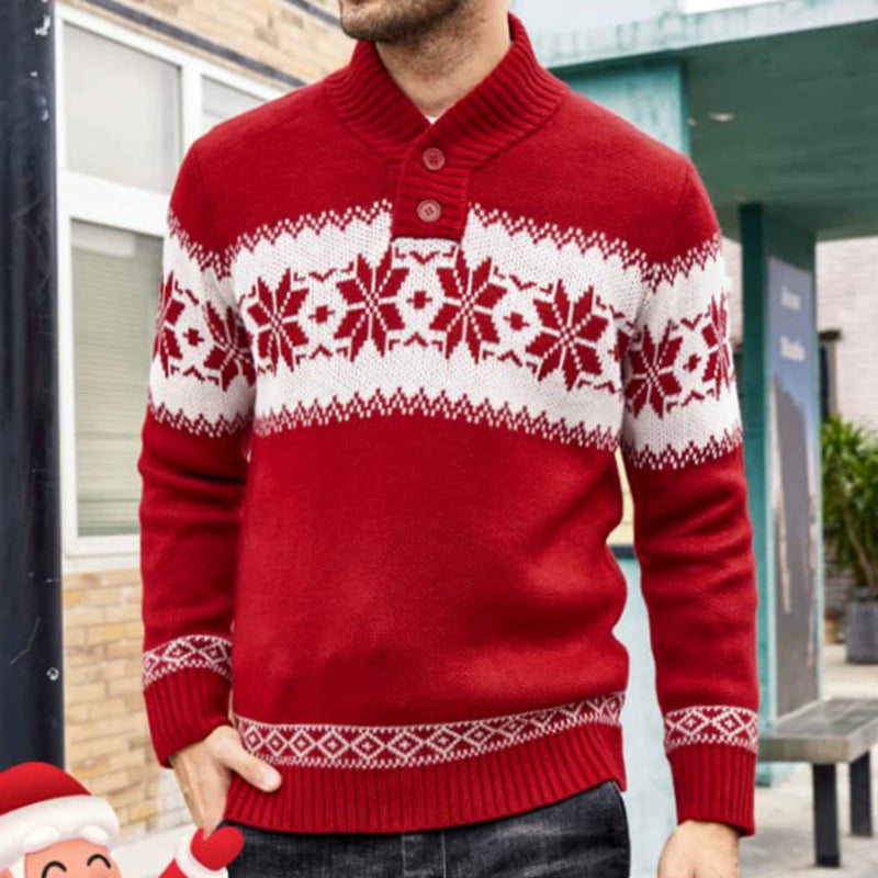 Foreign Trade Men's Long-Sleeved Christmas Jacquard Pullover Sweater - bertofonsi