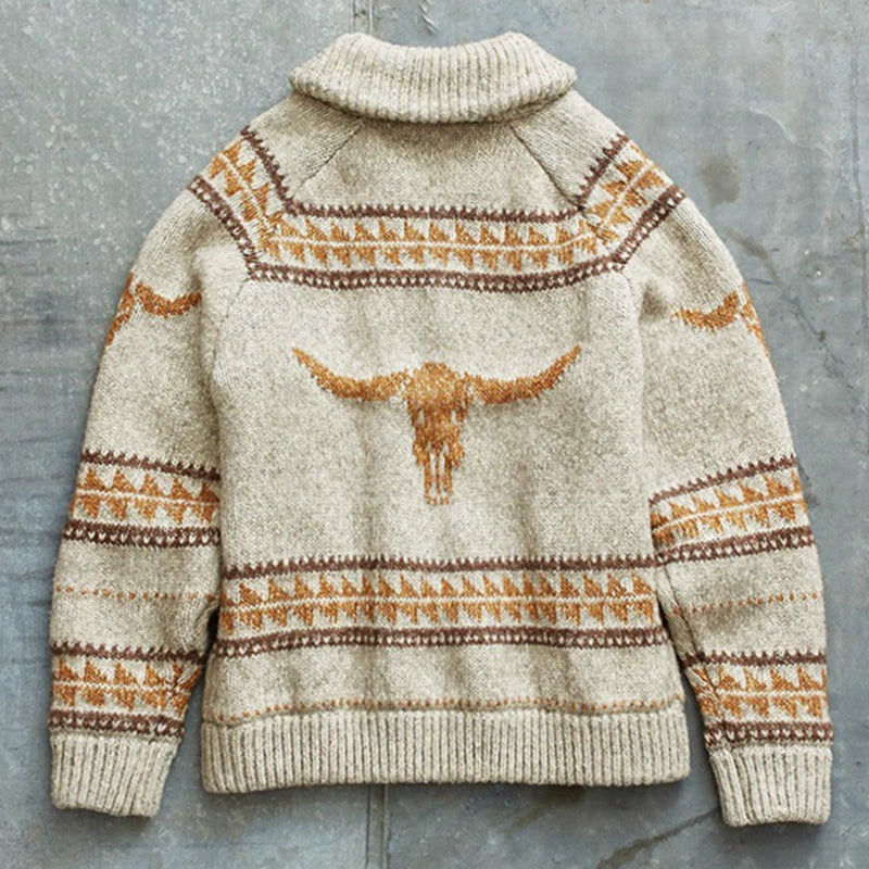 2023 Autumn New Fashionable Men's Knitted Cardigan Sweater Long Sleeve Lapel Jacquard Jacket Men's Knit Wear - bertofonsi